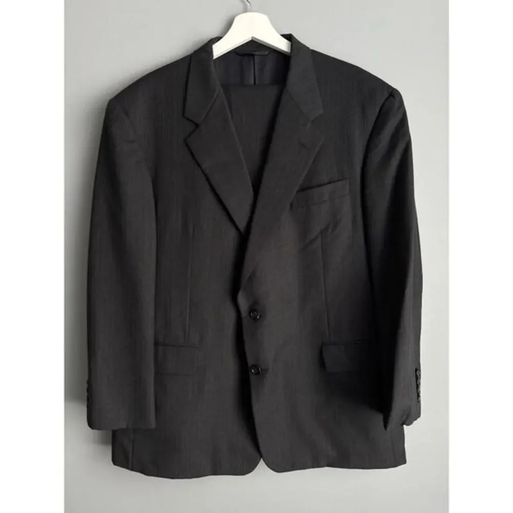 Hickey Freeman Bespoke Loro Piana Super 120s Wool Suit Gray Mens 42R 39x31